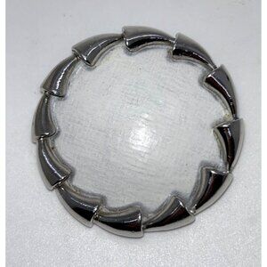 Vintage Puccini Silver-Tone Round Brooch With Textured White Center